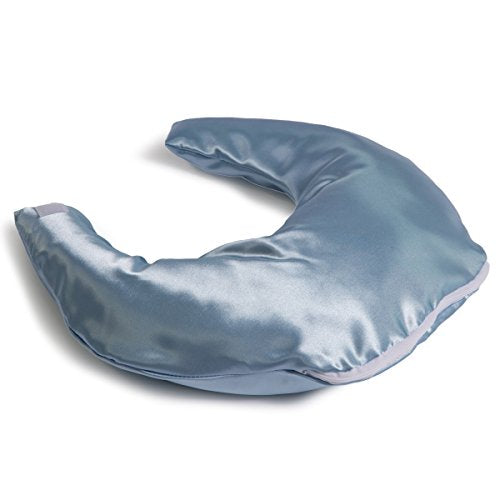 Hermell Products Crescent Pillow with Blue Satin Zippered Cover